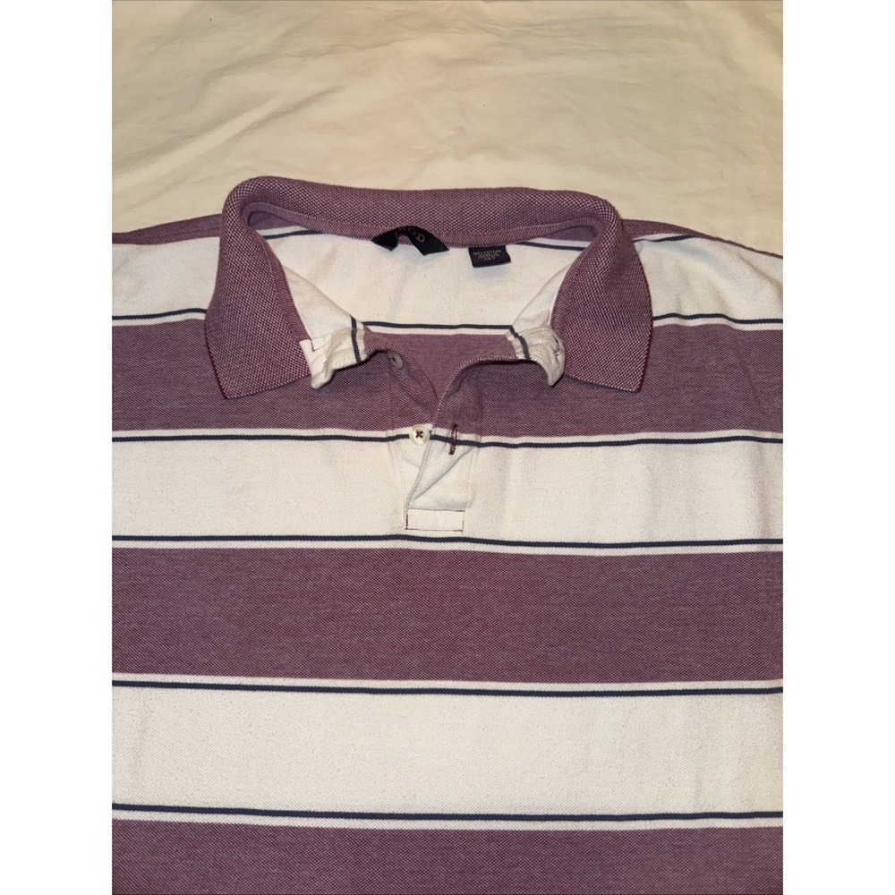 VINTAGE Izod Men Polo Shirt XLT White/Red/Blue Strip Short Sleeve Collar Casual